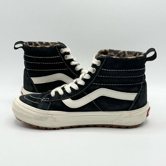Vans SK8-HI Mte Black Suede Leopard Print Lace Up Sneakers - Big Kids 4.5 - Picture 6 of 10